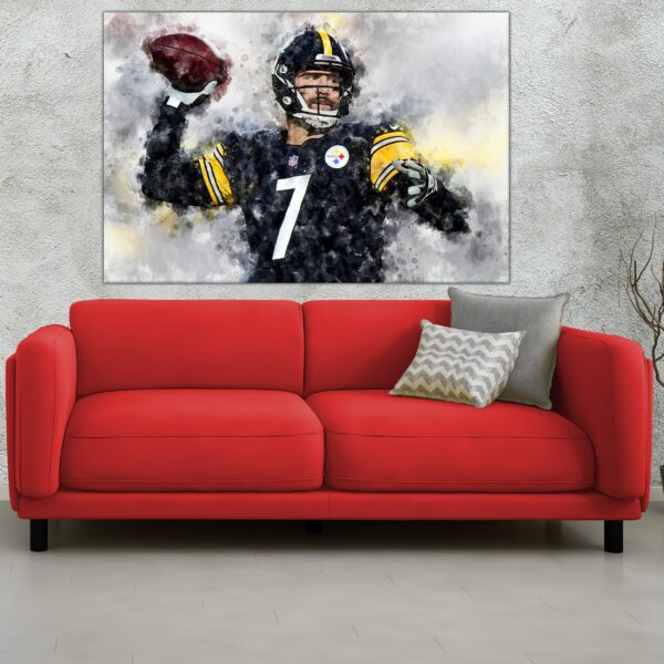 Ben Roethlisberger watercolor, Pittsburgh Steelers wall art, Steelers Super Bowl, Ben Roethlisberger Pittsburgh Steelers wall art poster - Image 3