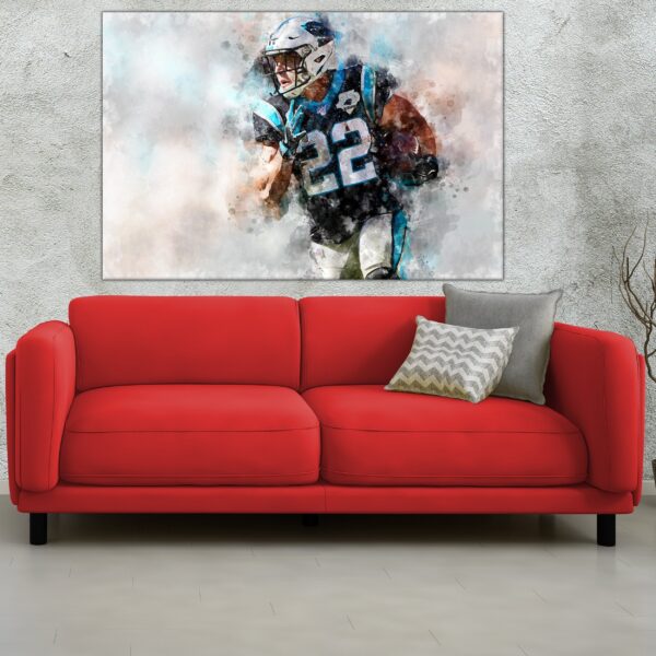 Christian McCaffrey watercolor, Carolina Panthers wall art, Christian McCaffrey Carolina Panthers wall art poster,  Carolina wall art - Image 3