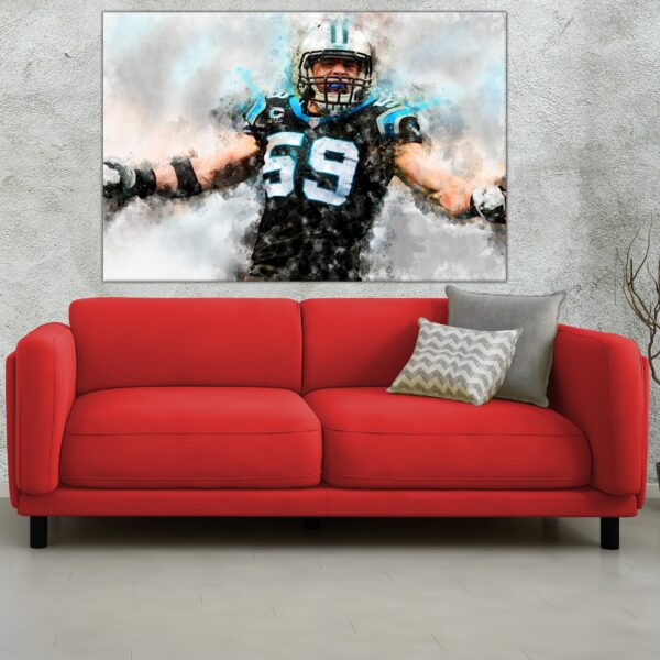 Luke Kuechly watercolor, Carolina Panthers wall art, Luke Kuechly Carolina Panthers wall art poster,  Carolina wall art - Image 3