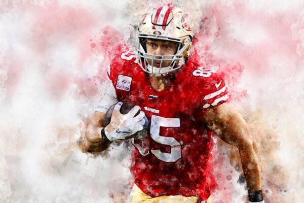 George Kittle watercolor, San Francisco 49ers wall art, George Kittle Canvas, George Kittle San Francisco 49ers wall art - Image 2