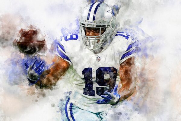 Amari Cooper Dallas Cowboy wall art, Dallas Cowboy Receiver Cowboy Canvas watercolor, Amari Cooper poster football wall art - Image 2