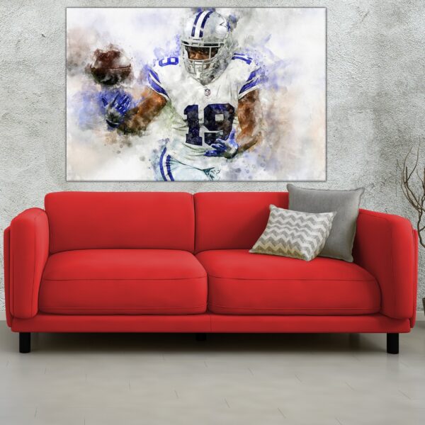 Amari Cooper Dallas Cowboy wall art, Dallas Cowboy Receiver Cowboy Canvas watercolor, Amari Cooper poster football wall art - Image 3