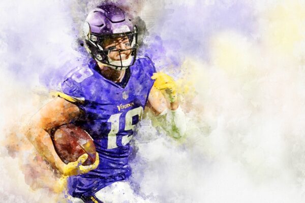 Adam Thielen watercolor, Minnesota Vikings - Image 2
