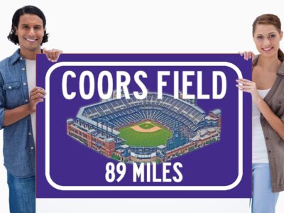 Colorado Rockies Coors Field - Miles to Stadium Highway Road Sign, Customize the Distance Sign, Rockies Coors Field Custom sign