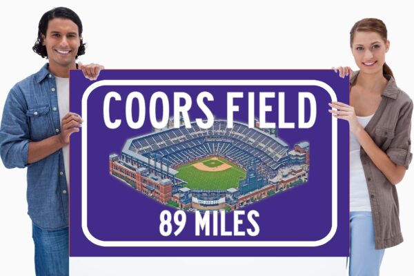 Colorado Rockies Coors Field - Miles to Stadium Highway Road Sign, Customize the Distance Sign, Rockies Coors Field Custom sign