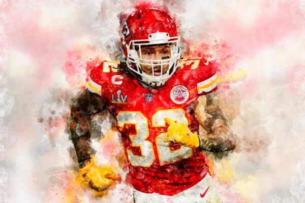 Tyrann Mathieu watercolor, Kansas City Chiefs wall art, Kansas City Chiefs Tyrann Mathieu poster on Canvas - Image 2