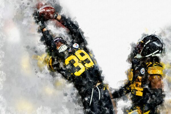 Minkah Fitzpatrick watercolor, Pittsburgh Steelers wall art, Pittsburgh Steelers Minkah Fitzpatrick poster on Canvas - Image 2