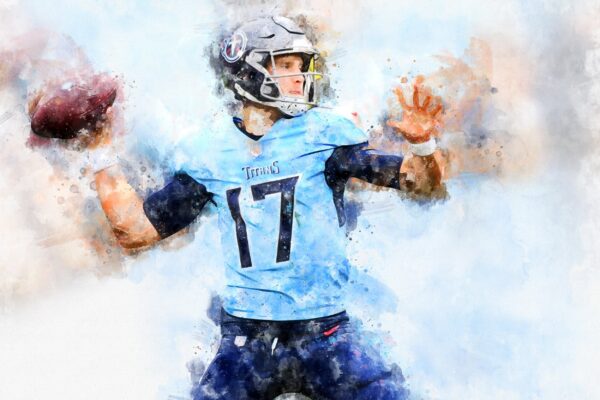 Ryan Tanehill watercolor, Tennessee Titans wall art, Tennessee Titans Ryan Tanehill Poster. Canvas, Ryan Tanehill Tennessee Titans wall art - Image 2
