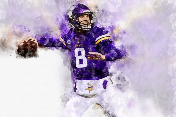 Kirk Cousins watercolor, Minnesota Vikings wall art, Minnesota Vikings Kirk Cousins Poster. Canvas, Kirk Cousins Minnesota Vikings wall art - Image 2