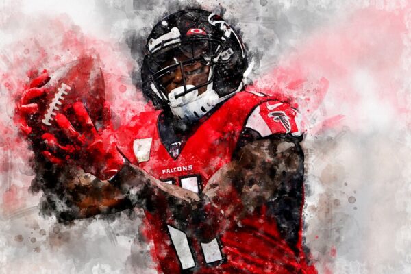 Julio Jones watercolor, Tennessee Titans wall art, Tennessee Titans Julio Jones Poster. Canvas, Julio Jones Tennessee Titans wall art - Image 2