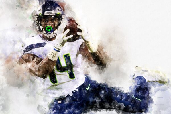 DK Metcalf poster Seattle Seahawks wall art, Seattle Seahawk poster DK Metcalf Canvas watercolor, DK Metcalf football wall art - Image 2