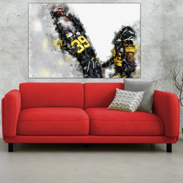 Minkah Fitzpatrick watercolor, Pittsburgh Steelers wall art, Pittsburgh Steelers Minkah Fitzpatrick poster on Canvas - Image 3