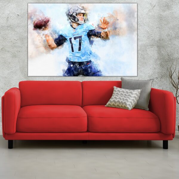 Ryan Tanehill watercolor, Tennessee Titans wall art, Tennessee Titans Ryan Tanehill Poster. Canvas, Ryan Tanehill Tennessee Titans wall art - Image 3
