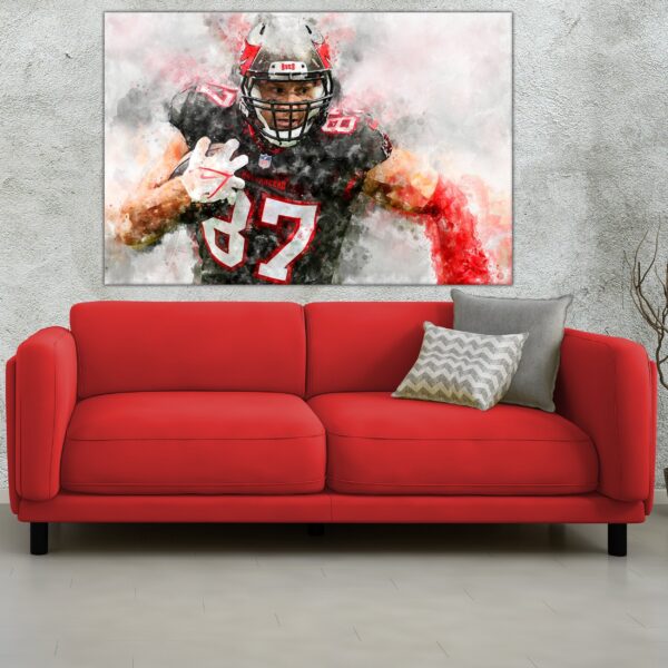 Rob Gronkowski watercolor, Tampa Buccaneers  wall art, Tampa Buccaneers  Rob Gronkowski poster on Canvas,  Rob Gronkowski - Image 3