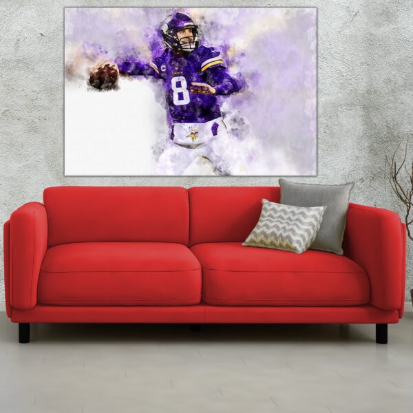 Kirk Cousins watercolor, Minnesota Vikings wall art, Minnesota Vikings Kirk Cousins Poster. Canvas, Kirk Cousins Minnesota Vikings wall art - Image 3