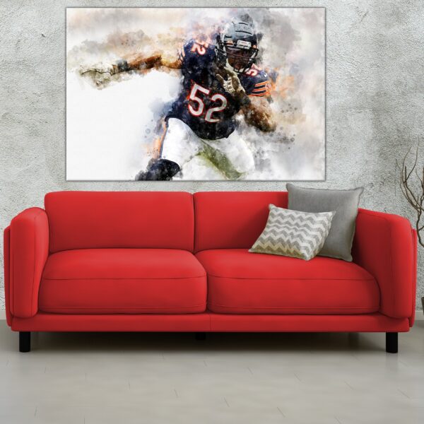 Kahalil Mack poster watercolor, Chicago wall art, Kahalil Mack Chicago Bears wall art poster,Chicago Bears wall art - Image 3