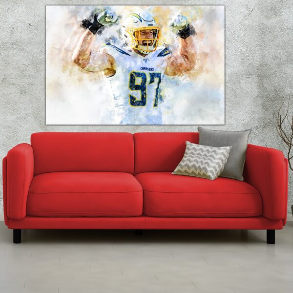 Joey Bosa Los Angeles Chargers wall art, Joey Bosa Canvas, Joey Bosa Los Angeles Chargers wall art, Joey Bosa poster - Image 3