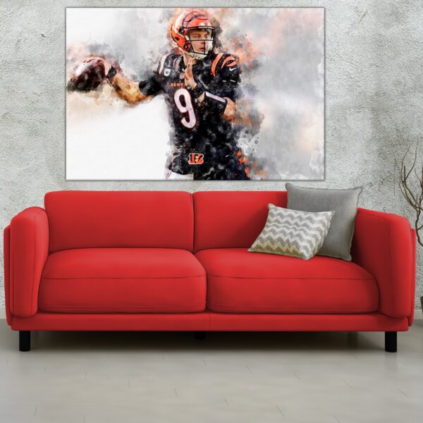 Joe Burrow poster or ready to hang canvas, Cincinnati  wall art, Joe Burrow Cincinnati Bengals wall art poster, Cincinnati Bengals  wall art - Image 3