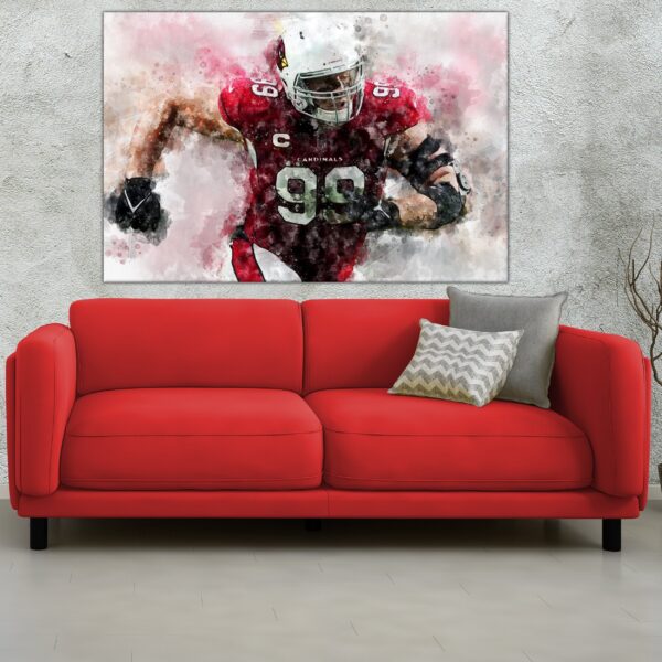 JJ Watt watercolor, Arizona Cardinals wall art,  Arizona Cardinals JJ Watt Canvas, JJ Watt Arizona Cardinals wall art - Image 3