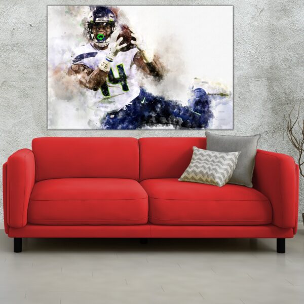 DK Metcalf poster Seattle Seahawks wall art, Seattle Seahawk poster DK Metcalf Canvas watercolor, DK Metcalf football wall art - Image 3