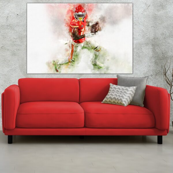Tyreek Hill watercolor, Kansas City Chiefs wall art, Kansas City Chiefs Tyreek Hill poster on Canvas - Image 3