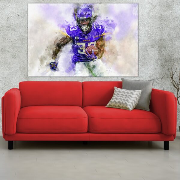 Dalvin Cook watercolor, Minnesota Vikings wall art, Minnesota Vikings Dalvin Cook Poster. Canvas, Dalvin Cook Minnesota Vikings wall art - Image 3