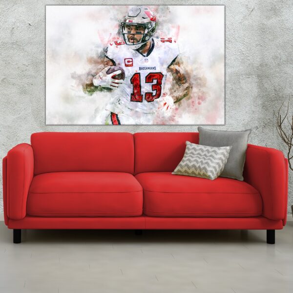 Mike Evans watercolor, Tampa Buccaneers  wall art, Tampa Buccaneers Mike Evans poster on Canvas,  Mike Evans - Image 3