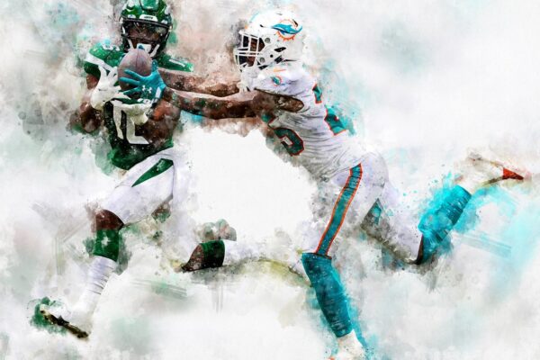 Xavien Howard watercolor, Miami Dolphins wall art, Miami Dolphins Xavien Howard poster on Canvas - Image 2
