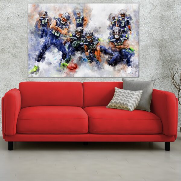 Seattle Receivers watercolor, Seattle Seahawks wall art, Seattle Seahawks Receivers poster on Canvas, DK Metcalf - Image 3