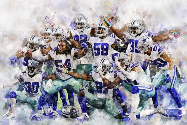Dallas Cowboy defense wall art, Dallas Cowboy Defense Cowboy Canvas watercolor, Dallas Cowboys  poster football wall art - Image 2