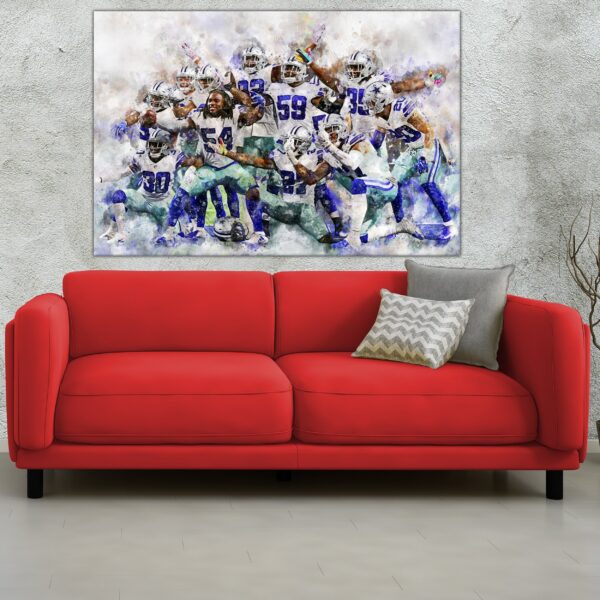 Dallas Cowboy defense wall art, Dallas Cowboy Defense Cowboy Canvas watercolor, Dallas Cowboys  poster football wall art - Image 3