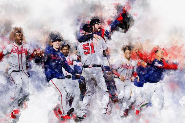 Atlanta Braves World Series watercolor, Atlanta Braves wall art, Braves World Series Canvas watercolor, Braves World Series art wall - Image 2