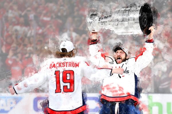 Alex Ovechkin Nick Backstom watercolor, Washington Capital Stanley Cup, Capitals Stanley Cup winner Canvas watercolor, Alex Ovechkin Capital - Image 2