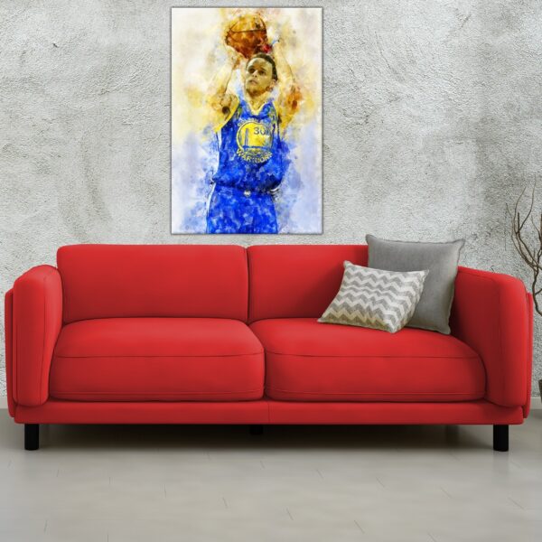 Steph Curry watercolor, Golden State Warriors wall art, Warriors NBA Championship  winner Canvas, Steph Curry Golden State art wall - Image 3