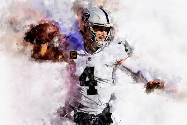 Derek Carr watercolor, Las Vegas wall art, Derek Carr Poster , Derek Carr Las Vegas Raiders wall art, Derek Carr - Image 2