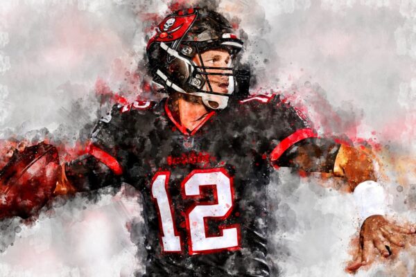 Tom Brady watercolor, Tampa Bay Bucs wall art, Tom Brady Tampa Bay  Poster on Canvas, Tom Brady World Champion poster - Image 2