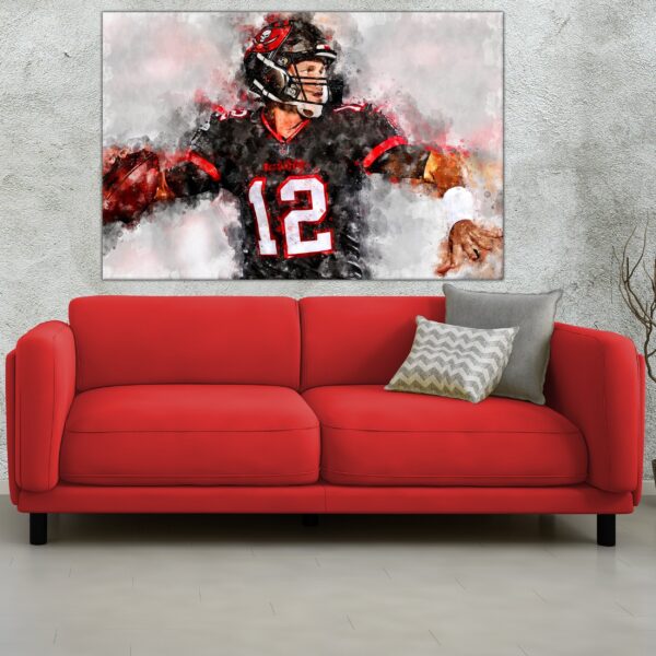 Tom Brady watercolor, Tampa Bay Bucs wall art, Tom Brady Tampa Bay  Poster on Canvas, Tom Brady World Champion poster - Image 3