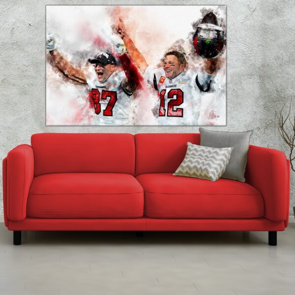 Tampa Bay Bucs Superbowl Champs watercolor, Tampa Bay Bucs wall art, Brady, Gronk Superbowl Canvas, Bucs Superbowl poster art wall - Image 3