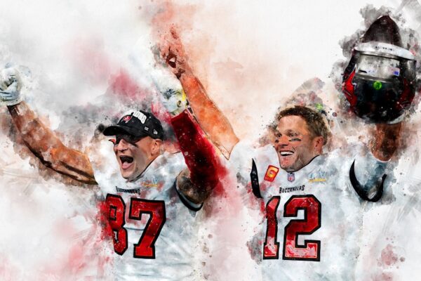 Tampa Bay Bucs Superbowl Champs watercolor, Tampa Bay Bucs wall art, Brady, Gronk Superbowl Canvas, Bucs Superbowl poster art wall - Image 2
