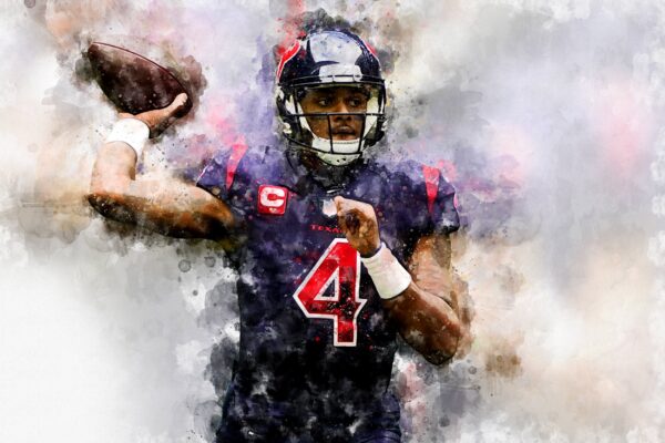 Deshaun Watson watercolor, Houston Texans wall art, Houston Texans, Deshaun Watson Football Canvas, Deshaun Watson Houston wall art - Image 2