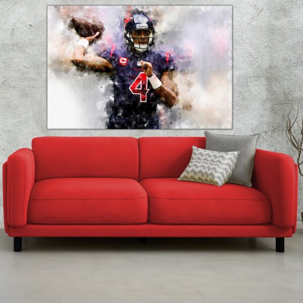 Deshaun Watson watercolor, Houston Texans wall art, Houston Texans, Deshaun Watson Football Canvas, Deshaun Watson Houston wall art - Image 3