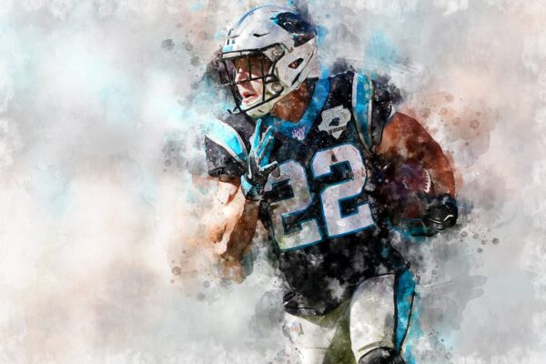 Christian McCaffrey watercolor, Carolina Panthers wall art, Christian McCaffrey Carolina Panthers wall art poster,  Carolina wall art - Image 2