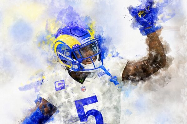 Jalen Ramsey watercolor, Los Angeles Rams wall art, LA Rams Jalen Ramsey Canvas, Jalen Ramsey Los Angeles Rams Superbowl Champions - Image 2