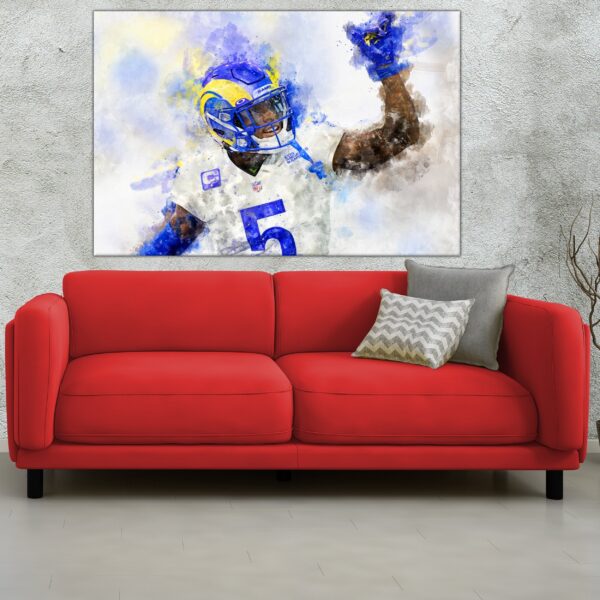 Jalen Ramsey watercolor, Los Angeles Rams wall art, LA Rams Jalen Ramsey Canvas, Jalen Ramsey Los Angeles Rams Superbowl Champions - Image 3
