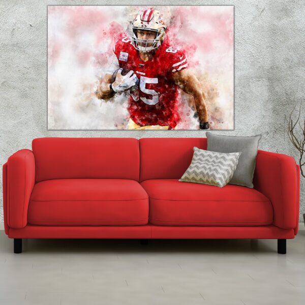 George Kittle watercolor, San Francisco 49ers wall art, George Kittle Canvas, George Kittle San Francisco 49ers wall art - Image 3