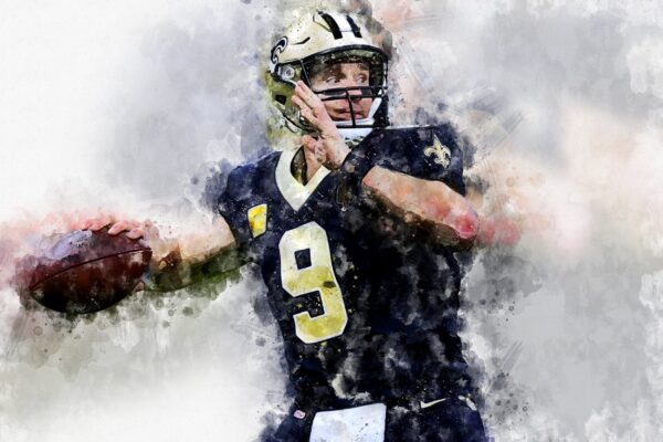 Drew Brees watercolor, New Orleans Saints wall art, New Orleans Saint Drew Brees Poster. Canvas, Drew Brees Saints wall art wall art - Image 2
