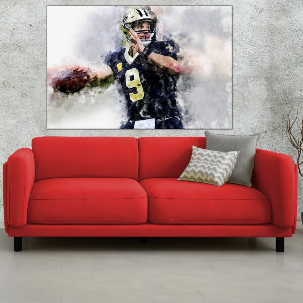 Drew Brees watercolor, New Orleans Saints wall art, New Orleans Saint Drew Brees Poster. Canvas, Drew Brees Saints wall art wall art - Image 3