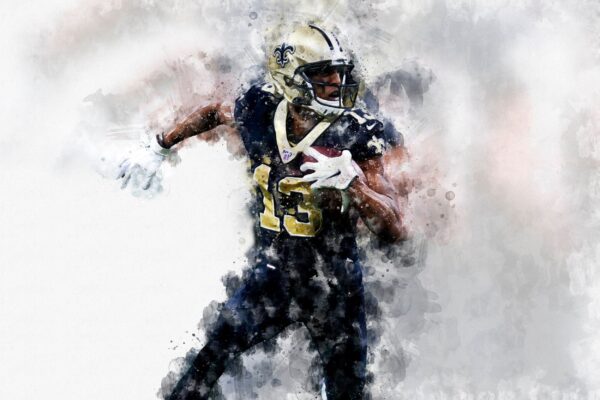 Micheal Thomas watercolor, New Orleans Saints wall art, New Orleans Saints Micheal Thomas Poster. Canvas, Micheal Thomas New Orleans Saints - Image 2