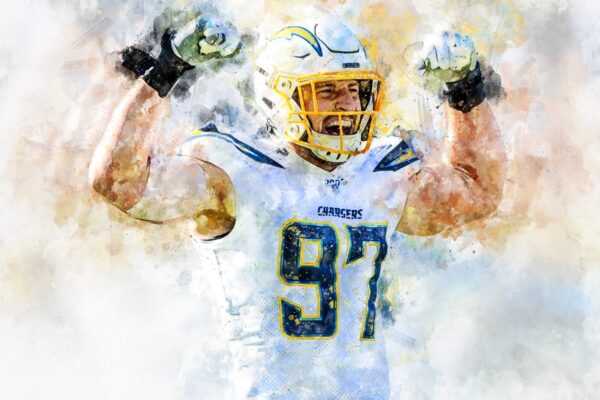 Joey Bosa Los Angeles Chargers wall art, Joey Bosa Canvas, Joey Bosa Los Angeles Chargers wall art, Joey Bosa poster - Image 2