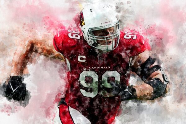 JJ Watt watercolor, Arizona Cardinals wall art,  Arizona Cardinals JJ Watt Canvas, JJ Watt Arizona Cardinals wall art - Image 2